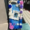 Luksusowe obudowy telefonu komórkowego kremowy guma róża kwiat perłowy koronkowy łuk królewski niebieski Piękny obudowa moda na iPhone'a 6 7 8 11 12 13 Pro