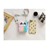 Pop Cute Panda Bubble Geldbörse Umhängetasche Regenbogen Umhängetasche Push Bubble Fidget Toy Handtasche für Kinder