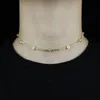 Cadenas Encanto de moda Tiny Round Stone Cute Gargantilla Collar Iced Out 4mm Bling Cz Curb Cadena de eslabones cubanos para mujeres Clavícula JewelryChains