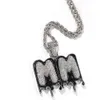 الاسم المخصص A- z zed Out Monamel Dripping Font Letters Netters leflace for Men Women Gifts Cubic Zirconia Necklace Hip Hop Jewelry