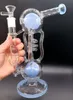 14mm Female Joint Glass Bong Huge Unique Hookahs Bongs 12 Inch Water Pipe Recyler Matrix Dab Rigs Heady Green Blue Hookahs Sidecar With Bowl
