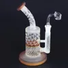 Frosted rasta recycler waterpijp hookah 8 inch onstuimige glazen dab booreiland met grote rookaccessoires