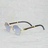 Vintage naturlig buffel horn solglasögon män trä klara glasögon ram trä runt solglasögon för sommar utomhus oculos gafas