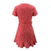 Yaz kadın floal aline elbise tatlı zarif çiçek fırfırlar vneck bandaj Lady Chic Flowers mini 220615 için kısa