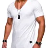 Summer Mens T Shirt Top Short Sleeve V Neck Slim Fit Muscle T Men Grey White Black Tshirt Casual Tee Homme 3XL 220629