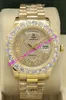 Factory S 3 Style 18K Or jaune Mens 43 mm Big Diamond Watch personnalisé avec de véritables diamants Cadran romain automatique Mechanica249r