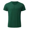 Men's T-Shirts Mens Valentines Gifts For Him Male Spring And Summer Retro Business Casual Travel Multi Buttons V Neck Solid Color T Quick Se