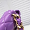 TZ Ladies Bag 22S Designer grande catena in oro sacchetti a azzimali piccoli tamponne spessa Stume a tracolla Mini grande capacità Flip Borse Purple 17 cm AS3215#