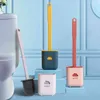 Siliconen toiletborstel WC reinigingsborstel met houder platte kop flexibele zachte borstelharen badkamer accessoire opening reiniging
