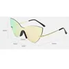 Sunglasses One Lens Pink Cat Eye Women Rimless Eyewear Luxury Vintage Designer Reflective Mirror Coating Lady Sun Glasses UV4004475815