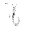 Fishing Hook Keepsake Jewelry Stainless Steel Cremation Urn Necklace Pendant Ashes Urn Holder Memorial Jewelry Unisex