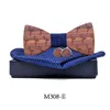 Bow Ties Sitonjwly Adult Wooden Tie Hanky Cufflinks Set For Men's Suit Handkerchief Wood Bowtie Gravata Cravat With BoxBow Emel22