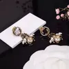 Moda podwójna g litera pszczoła Aretes Ladies Retro Diamond Earring z Box314V