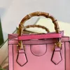 5A toppkvalitet Diana bambu cc tote väska med original låddesigner handväska äkta läder axelväskor kvinnor handväska pochette