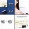 Ohrstecker Schmuck Echt 14K Weißgold vergoldet Sterling Silber 4 Zinken Diamantohrring für Frauen Männer Ohr 1Ct 2Ct 4Ct 220211 Drop Lieferung 20