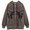 Hip Hop Streetwear Hoodie Ange Imprimer Veste Harajuku Coton Polaire Han Surdimensionné Zip Sweat Y2K vêtements 210924