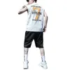 Herr t-shirts sommar basket väst sport t-shirt o nack ärmlös lös brev geometriska tryck avslappnade toppar män kläder w220426