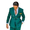 Tuxedos de casamento verde para homens xale lapela 2 peças fios slim fit