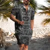Men's Tracksuits Summer Hawaiian Clothing Male Vintage Type Printing Casual Short Sleeve Button Shirt Beach Street Resort Men's Two-Piec