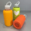 16oz 500ml Glass Water Bottle Tumbler Summer Milk Dishwasher Safe Removable Silicone Sleeve BPA Free Cups