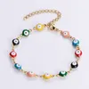 Design classique chaîne en acier inoxydable rond multicolore mauvais œil collier Bracelet mode femmes bijoux