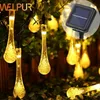 Gocce di pioggia a luce solare 5M 7M Luci a stringa a LED Luci fiabesche Ghirlanda solare Giardino Vacanze di nozze Decorazione natalizia All'aperto 201211