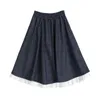 Japansk gotisk kjol kvinnor lång hög midja harajuku midi kjol kvinnlig lapptäcke high street koreansk kjol kvinnor 220505