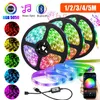 USB LED Strip Light SMD 5050 RGB Färgrik DC5V Flexibelt ljusband Ribbon Bluetooth Vattentät TV Bakgrundsbelysning