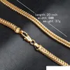 Роскошные 6 мм 18 тыс. Золото покрытые змеиными веревками для ожерелья браслеты браслеты для женщин Мужчины модные украшения набор аксессуаров подарок