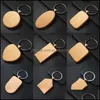 Key Rings Jewelry Blank Wooden Keychains Diy Keychain Tag Anti-Lost Wood Gift Keyring Tags Portable Round Drop Delivery 2021 Yb3Nt