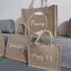 Sac personnalisé en toile de Jute pour demoiselle d'honneur, sac avec nom personnalisé, fourre-tout de plage en Jute, cadeau de faveur de mariage pour elle, 220706