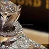 Eheringe Schmuck Luxus Kristall Diamant Weibliche Große Königin Ring Set Mode 925 Silber Braut Für Frauen Versprechen Liebe Engagement 22 R2 Drop