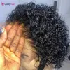 Perruques courtes bouclées Bob Pixie Cut Lace Front Remy péruvienne cheveux humains pour femmes Kinky Curl 13x4 hd partie latérale transparente 150% densité