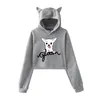 Hoodies للنساء بلوزات الكآبة الشعار Pullover Hoodie Merch for Girls Cat Ear Crop Top Youth