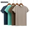 Gigogou 기본 면화 여름 티셔츠 여성 니트 짧은 소매 티 높은 탄성 통기성 O 넥 여성 탑 tshirt 220325