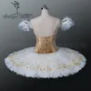 Costume de scène Tutu de Ballet professionnel pour femmes BT8971A, jupe Tutu de crêpe blanche et dorée pour adulte, ballerine
