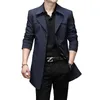 Oversized Long Trench Men's Windbreaker Casaco 8XL Masculino Sólido Slim Fat Business Casual Homens Roupas Outerwear Jaquetas 220727