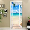 PVCの自己接着ドアのステッカー窓の砂浜のビーチSeascape 3D PO壁紙壁画のリビングルームの寝室装飾ステッカー220426