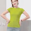 Aangepast T -shirt met korte mouwen Summer Solid Color Half Turtleneck Bottoming Shirt Women S Slim Fit 220621