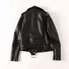 Ailegogo nya höstkvinnor svart pu faux läderjacka Streetwear Moto Biker Slim Fit Slå ned kragerocken med bältet L220801