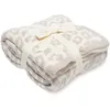 Baby fleece filtar barn leopard tryck stickade filtar födda barn mjuk filt sängkläder soffa uppsättning för sovande tupplur w220325218k