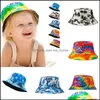 Kids Summer Designers Hat Tie Dye Bucket Fisherman Hats Boys Girls Rainbow Color Snapback Ball Caps Beach Sports Visor For Outdoor Biking Dr