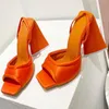 Fashion Women Sandals Summer Triangle High Heel Sexy Satin Soft Peded Party Shoes Comfort Runway Back Back Trap Sandalen