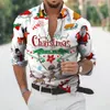 Men's Casual Shirts Christmas Shirts 3d Printed Xmas Long Sleeve Blouse Holiday Party Tops Oversized Tee Shirt for Men Clothing Harajuku Camisa 230206