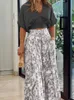 Womens Two Piece Sets Sexy Mid Sleeve Shirt Elgant Floral Print Wide Leg Pant High Streetwear Outfits Spring Summer Suits 220704