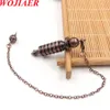 Wojiaer Rose Gold Pendulum Pendant Metal for Dowsing Pendule Divination Radiestesia Healing Chakra screw ing with Chain BO960