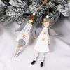 Christmas Decorations 50pcs Angel Wood Pendant Drop Ornaments Tree Wooden Craft Xmas For Home Cute Doll YearChristmas