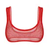 Tanques femininos Camis iefiel Mulheres sexy Veja através da Fishnet Hollow Out Fashion Deep U-decote de U Tank Tops Bustier Bra Dance Crop Top Strappy