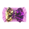 Baby Big Sequins Bowknot Headbands Fashion Sequin Bow Head Wrap Top Knot Nylon Headband Girl Hårtillbehör