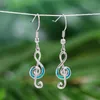 Dangle Lustre Boho Femelle Bleu Opale Boucles D'oreilles Mignon Argent Couleur Long Pour Les Femmes Charme De Mariée Musique Note De Mariage Boucles D'oreilles Dangle